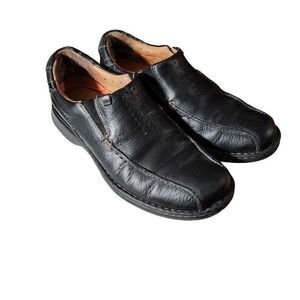 Clarks Structured Men's Loafer Slip-on Leather Comfort Shoes Black Size 11.5